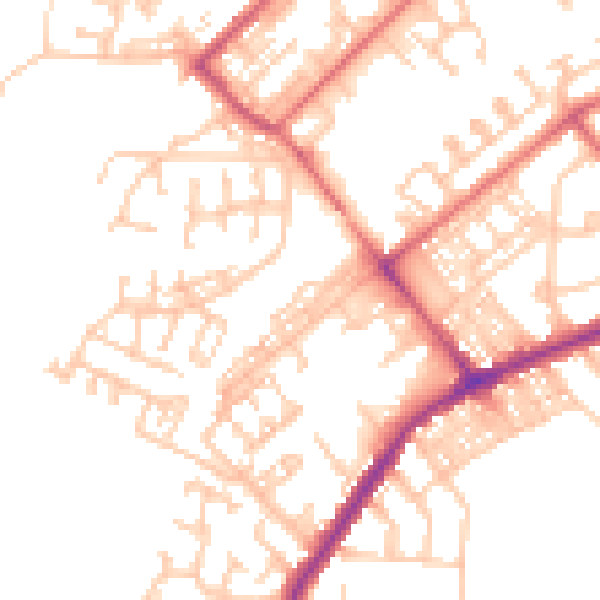 Daytime road noise heatmap for NE31 1AD