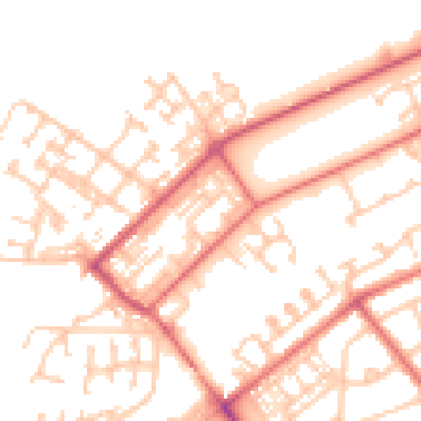 Daytime road noise heatmap for NE31 1DD