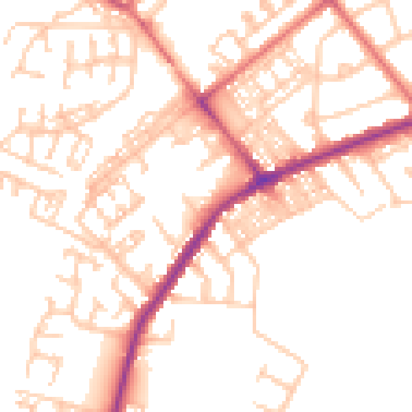 Daytime road noise heatmap for NE31 1JX