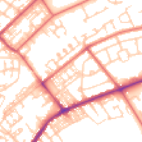Daytime road noise heatmap for NE31 1QS