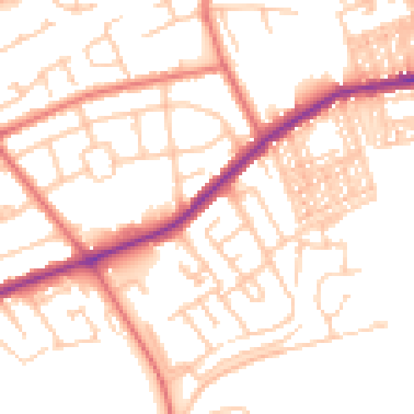 Daytime road noise heatmap for NE31 1YB