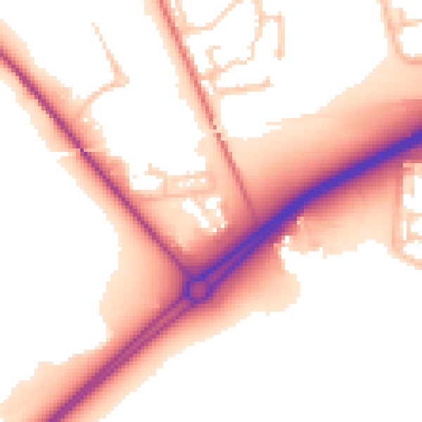 Daytime road noise heatmap for NE31 2EX