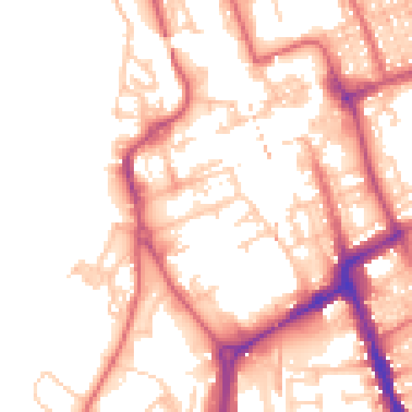 Daytime road noise heatmap for NE33 1AZ