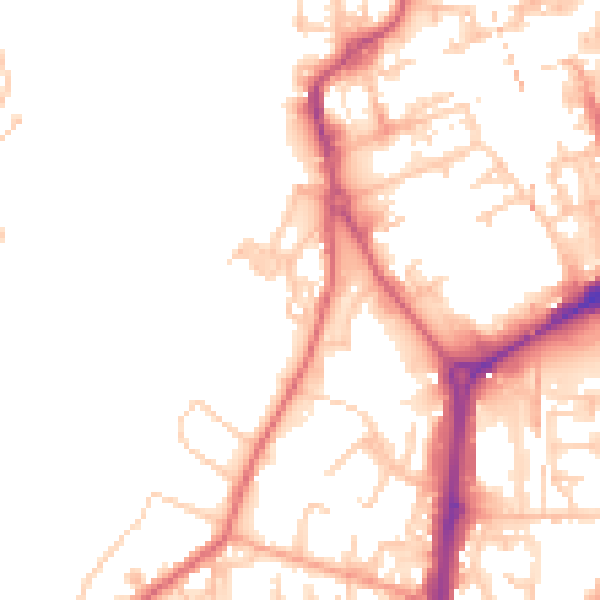 Daytime road noise heatmap for NE33 1EH