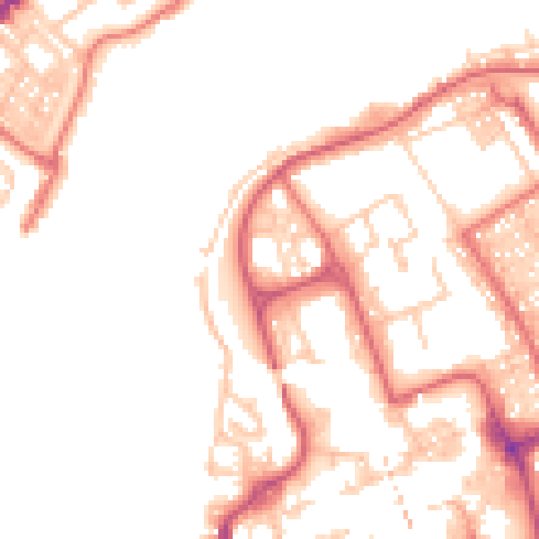 Daytime road noise heatmap for NE33 1LF