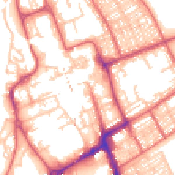 Daytime road noise heatmap for NE33 1NA