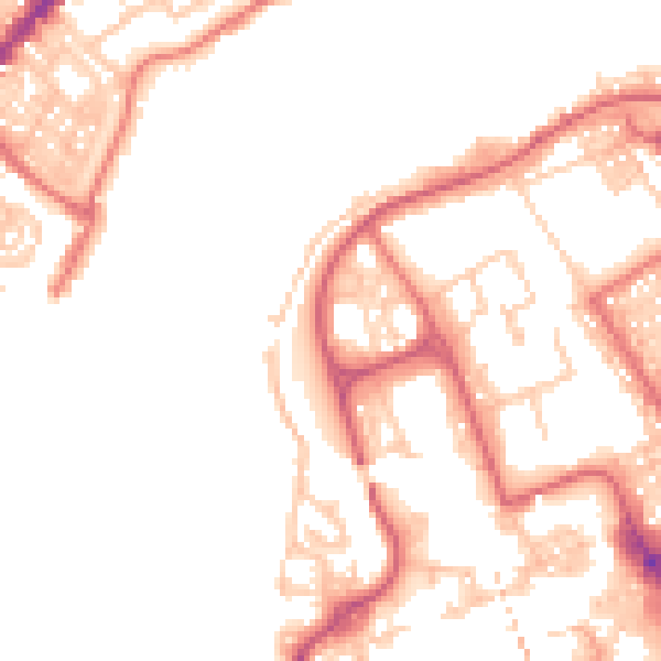 Daytime road noise heatmap for NE33 1TL
