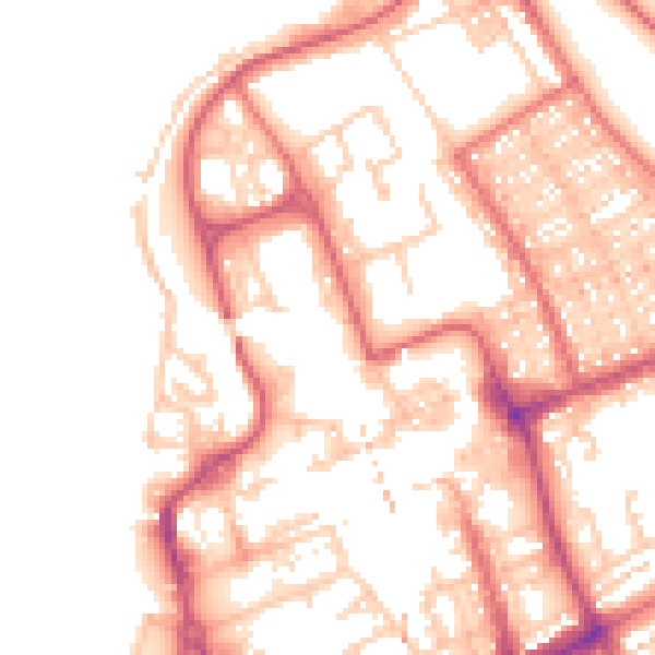 Daytime road noise heatmap for NE33 1TT