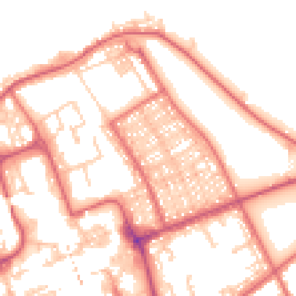 Daytime road noise heatmap for NE33 2EP