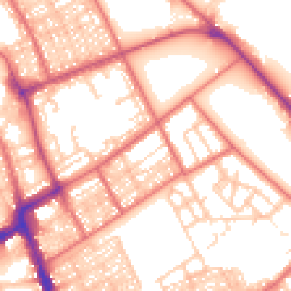 Daytime road noise heatmap for NE33 2NG