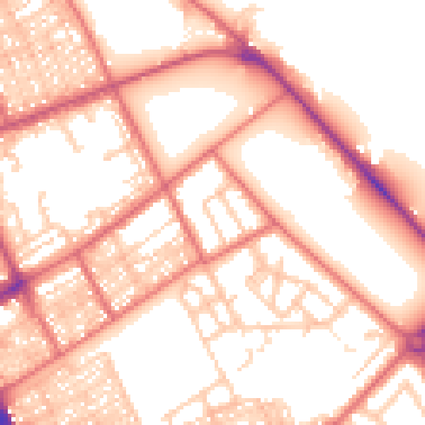 Daytime road noise heatmap for NE33 2NH