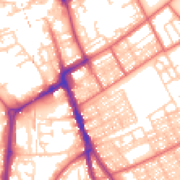 Daytime road noise heatmap for NE33 2SX