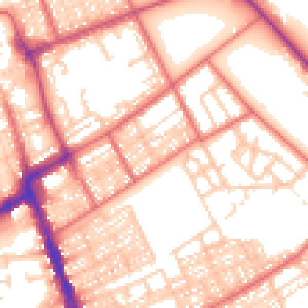 Daytime road noise heatmap for NE33 2TF