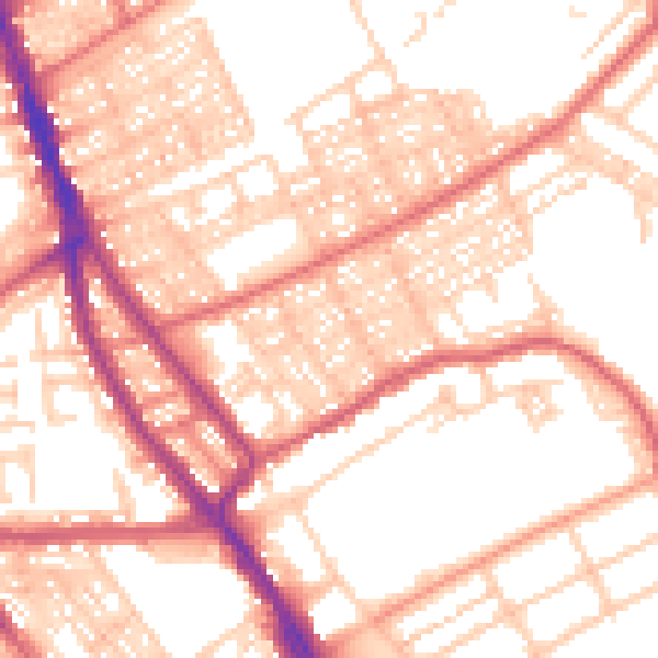 Daytime road noise heatmap for NE33 3EZ