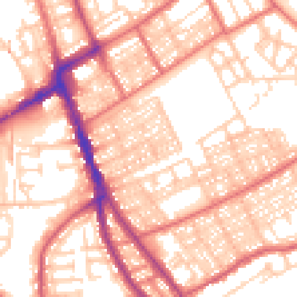 Daytime road noise heatmap for NE33 3LD