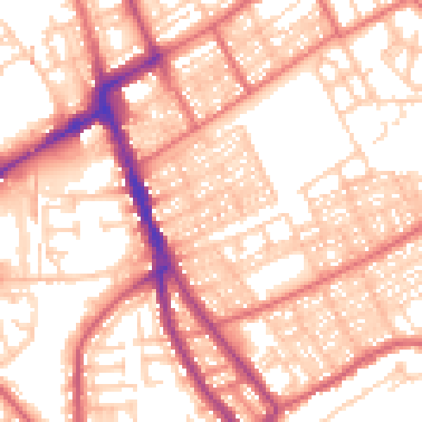 Daytime road noise heatmap for NE33 3LJ