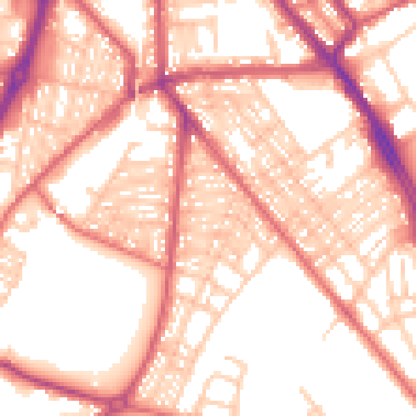Daytime road noise heatmap for NE33 4BJ