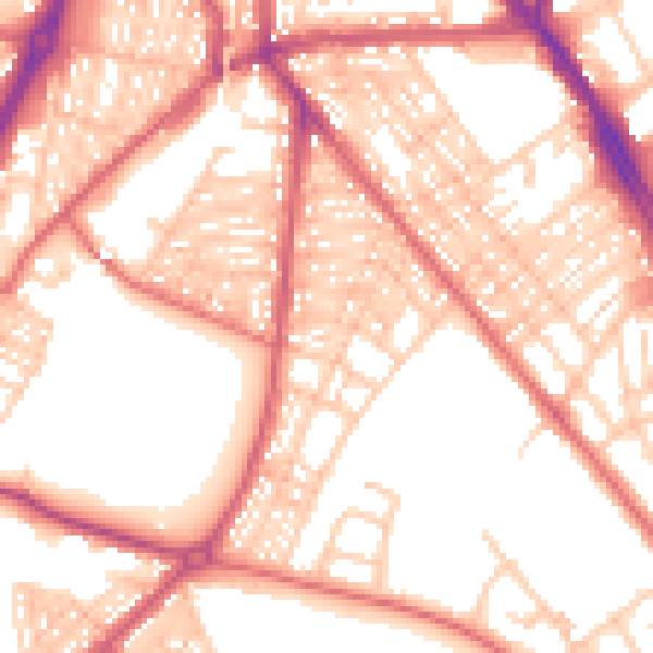 Daytime road noise heatmap for NE33 4BW