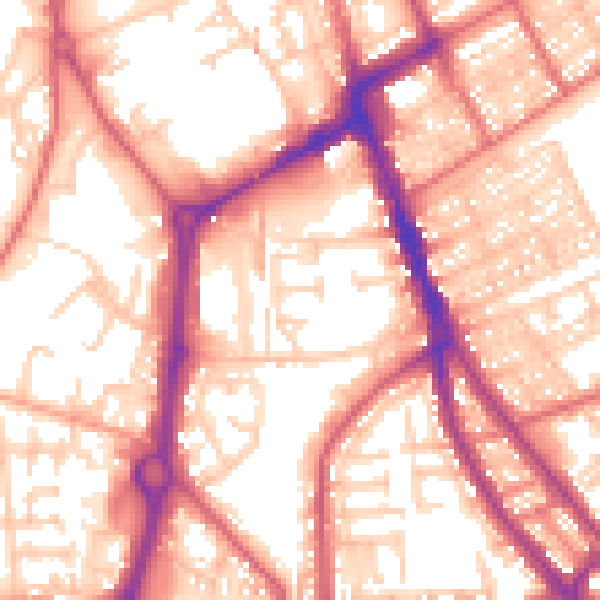 Daytime road noise heatmap for NE33 4LQ