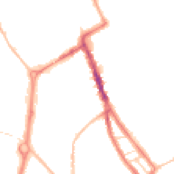 Night-time road noise heatmap for NE33 4NN