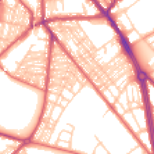 Daytime road noise heatmap for NE33 4UF