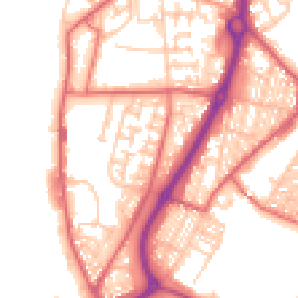Daytime road noise heatmap for NE33 5DD