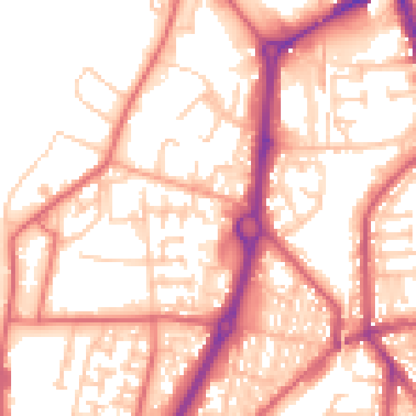 Daytime road noise heatmap for NE33 5DZ