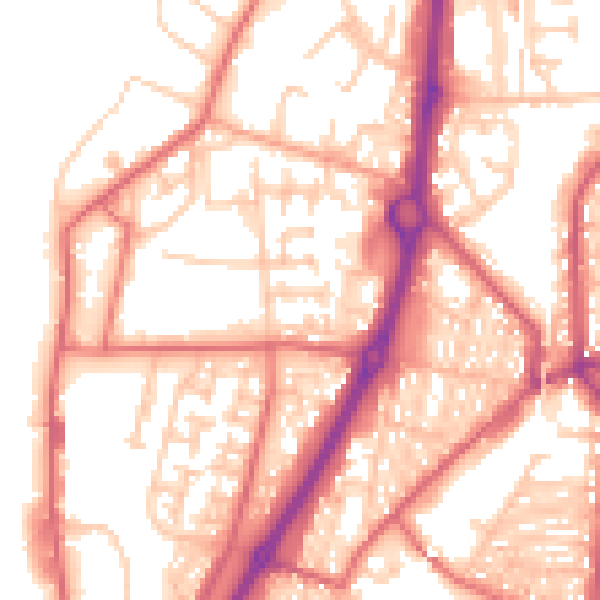 Daytime road noise heatmap for NE33 5EH