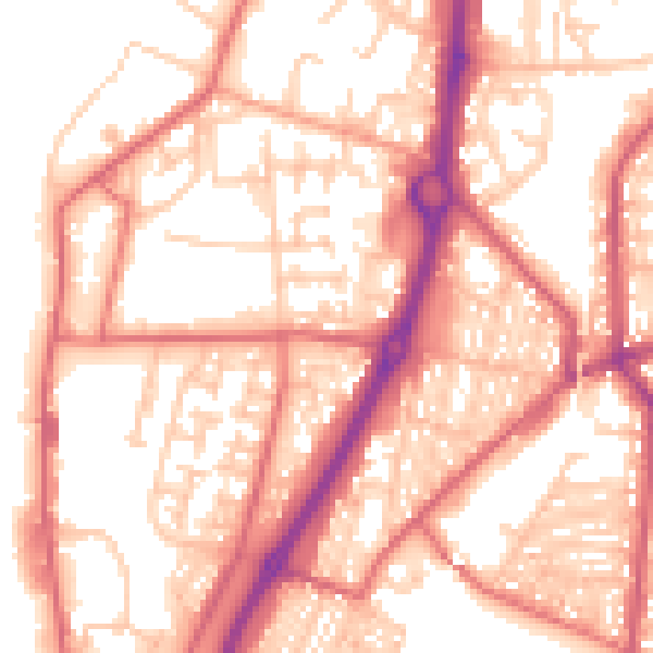 Daytime road noise heatmap for NE33 5EL
