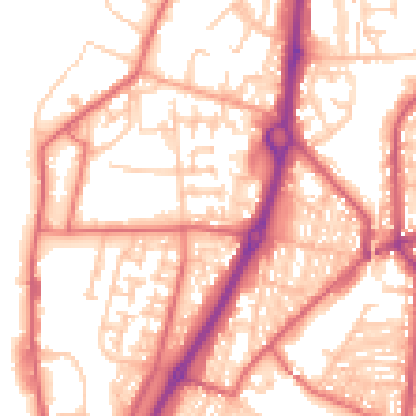 Daytime road noise heatmap for NE33 5EN