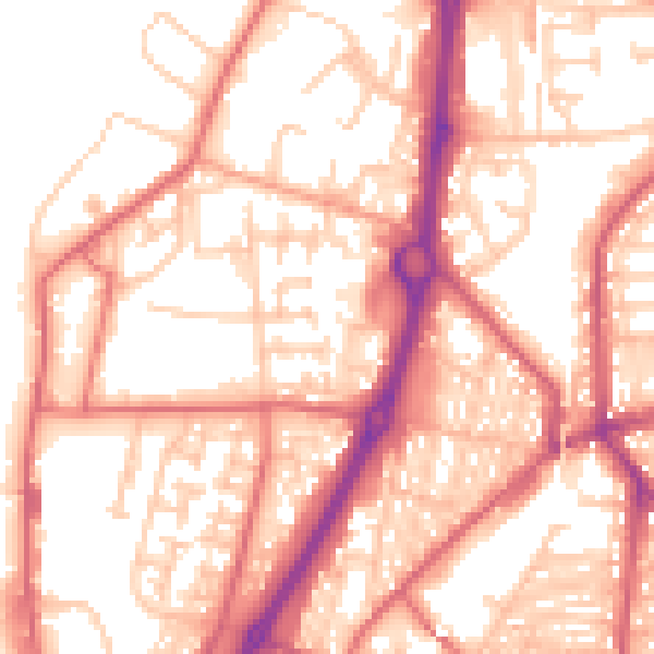 Daytime road noise heatmap for NE33 5EP