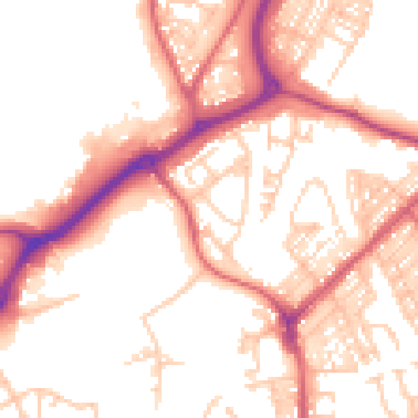 Daytime road noise heatmap for NE33 5NB