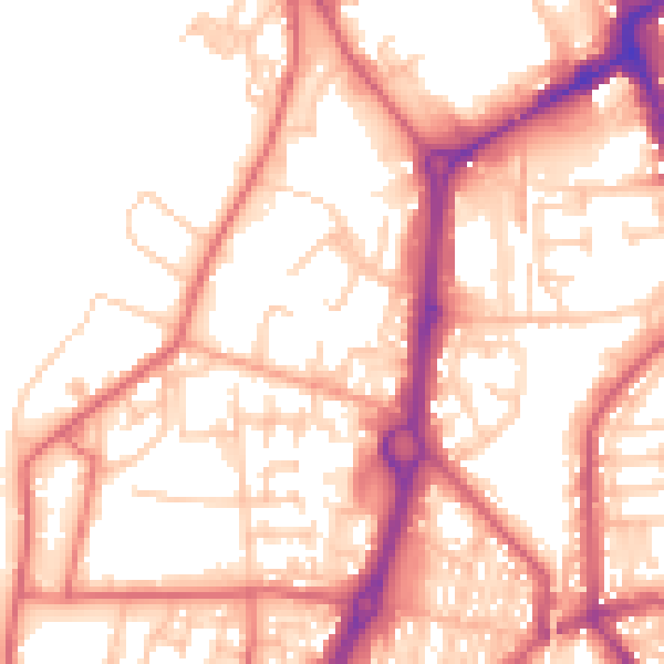 Daytime road noise heatmap for NE33 5RT