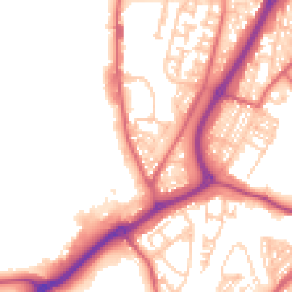 Daytime road noise heatmap for NE33 5SU