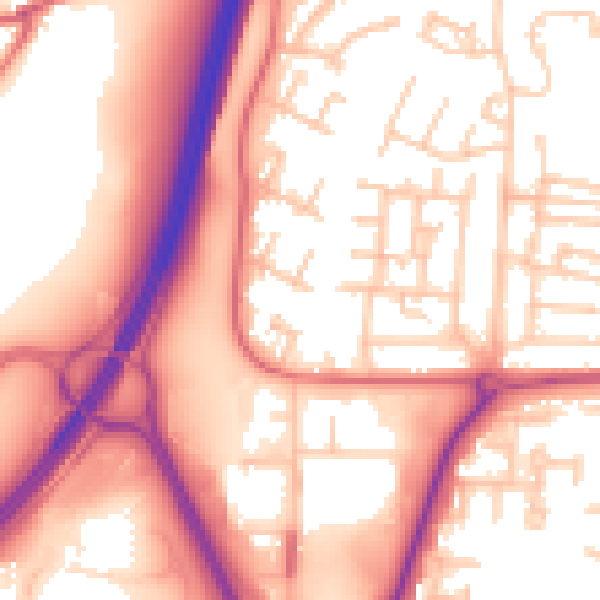 Daytime road noise heatmap for NE37 1DH