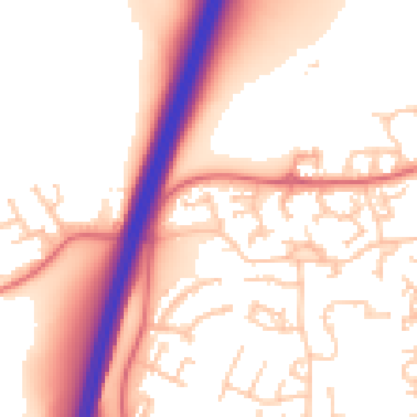Daytime road noise heatmap for NE37 1QL