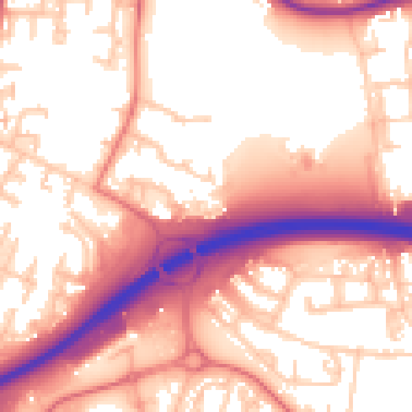 Daytime road noise heatmap for NE37 1SD
