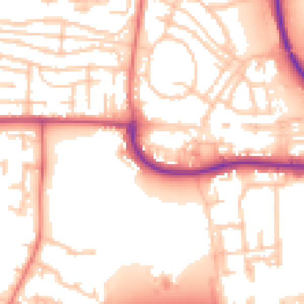 Daytime road noise heatmap for NE37 2EQ