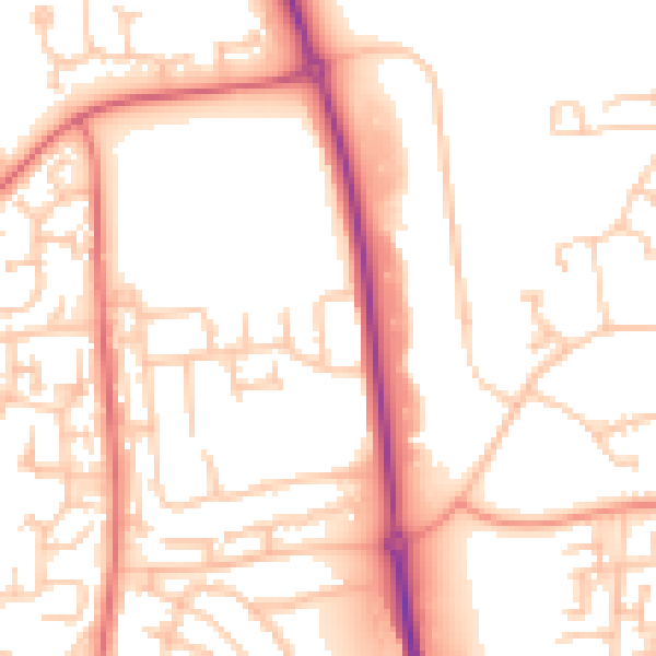 Daytime road noise heatmap for NE37 2NW