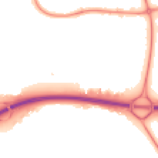 Night-time road noise heatmap for NE37 2UB
