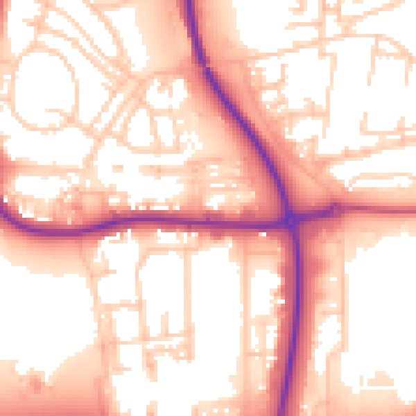 Daytime road noise heatmap for NE37 3AB