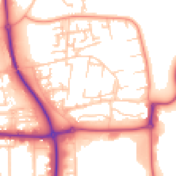 Daytime road noise heatmap for NE37 3DY