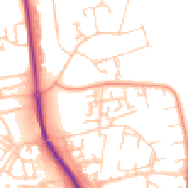 Daytime road noise heatmap for NE37 3EZ
