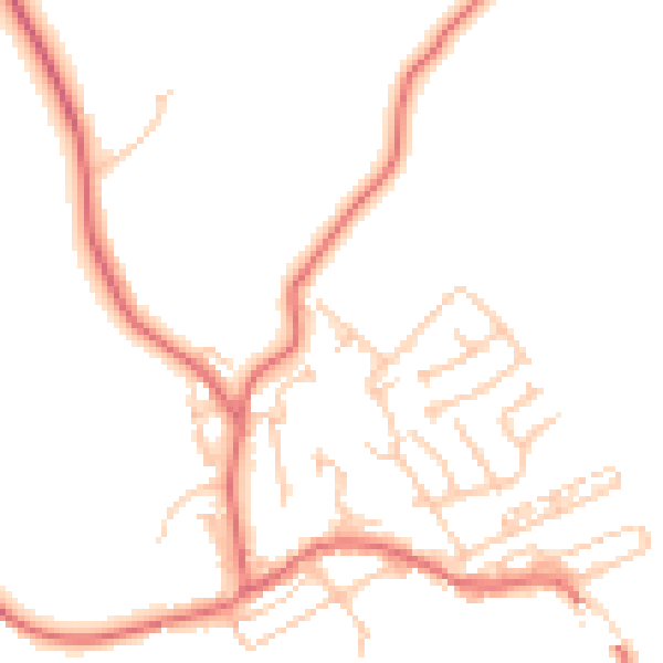 Daytime road noise heatmap for NE41 8EU