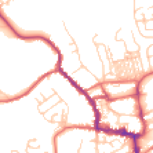Daytime road noise heatmap for NE61 1AQ