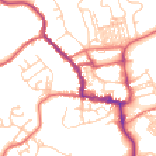 Daytime road noise heatmap for NE61 1AU