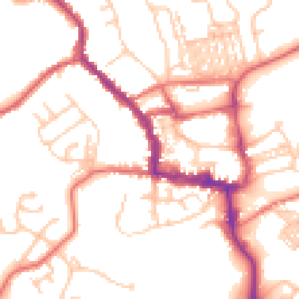 Daytime road noise heatmap for NE61 1AW