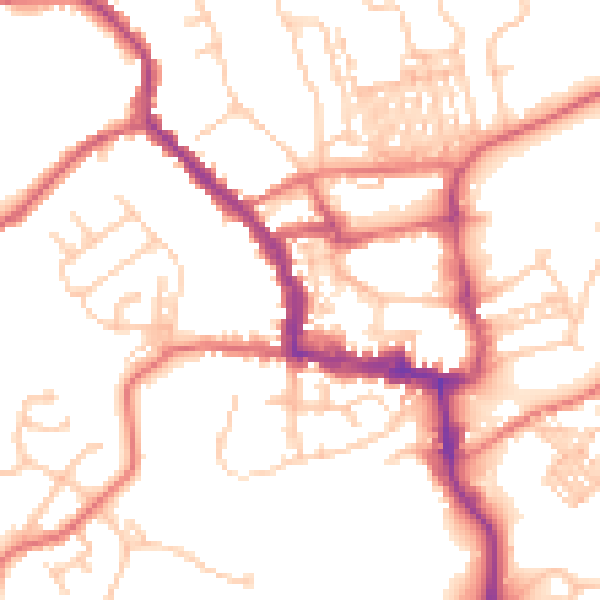 Daytime road noise heatmap for NE61 1BA