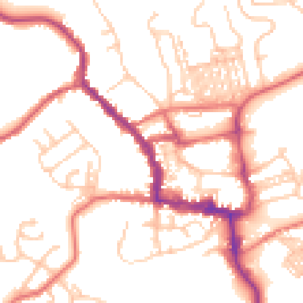 Daytime road noise heatmap for NE61 1BE