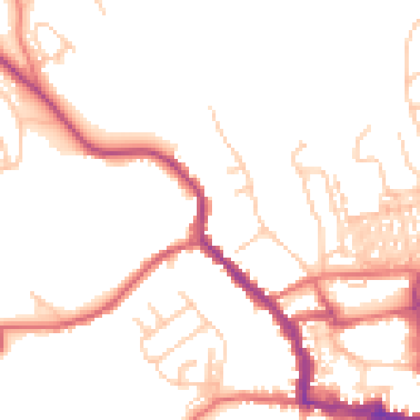 Daytime road noise heatmap for NE61 1BF